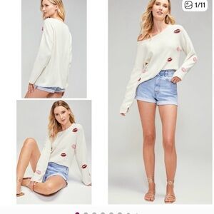 Wildfox Cream Sweater with Pink and Red Lips